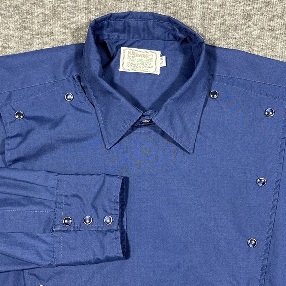 H Bar C Other - VINTAGE H Bar C Western Shirt Mens 35 Blue Bib Front Pearl Snap Rodeo Cowboy